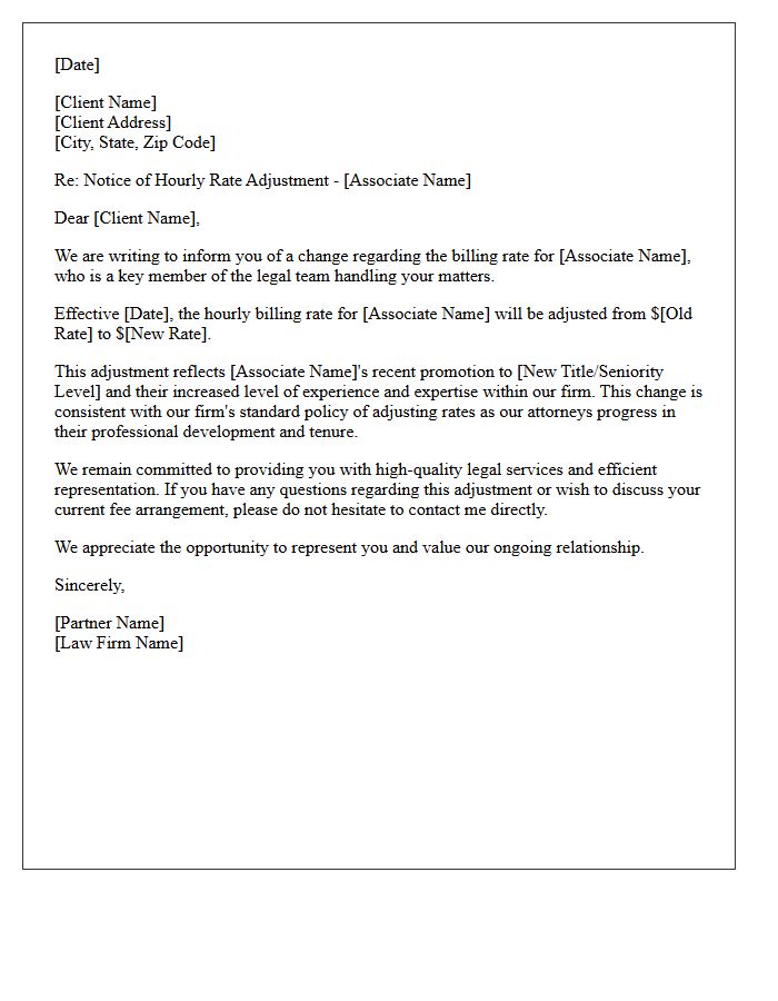 Associate Attorney Rate Adjustment Letter