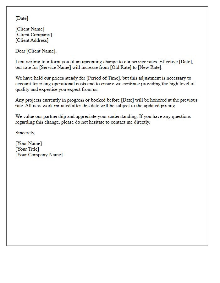 Client Notification Of Rate Increase Letter