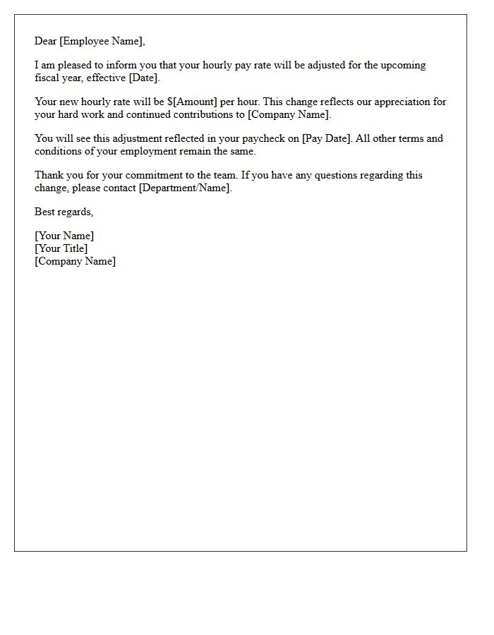 Upcoming Fiscal Year Hourly Rate Letter