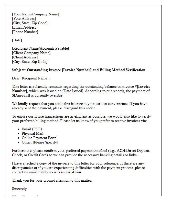 Outstanding Invoice And Billing Method Request Letter