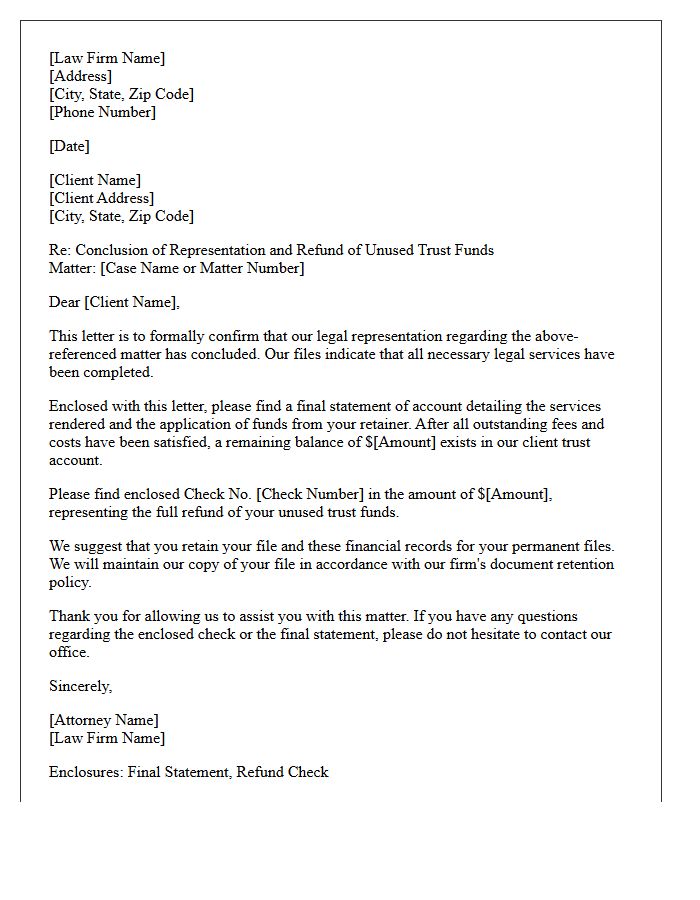 Conclusion of Representation Trust Refund Letter