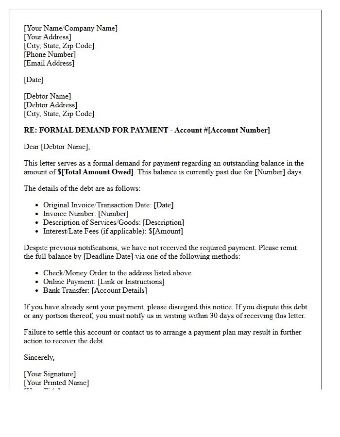 Initial Debt Collection Demand Letter