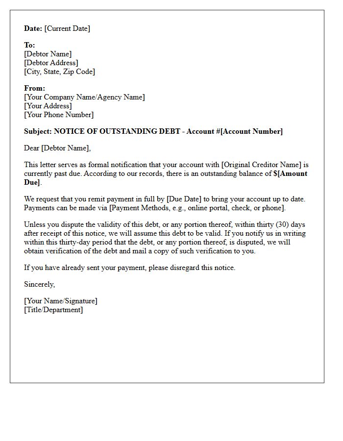 First Notice of Debt Collection Letter