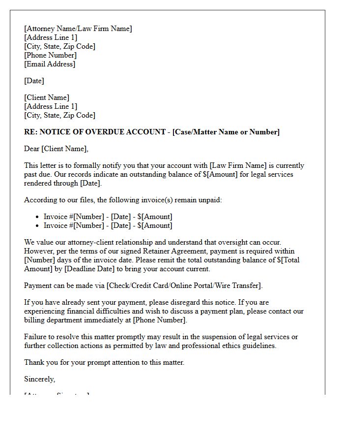 Attorney Notice of Overdue Account Letter