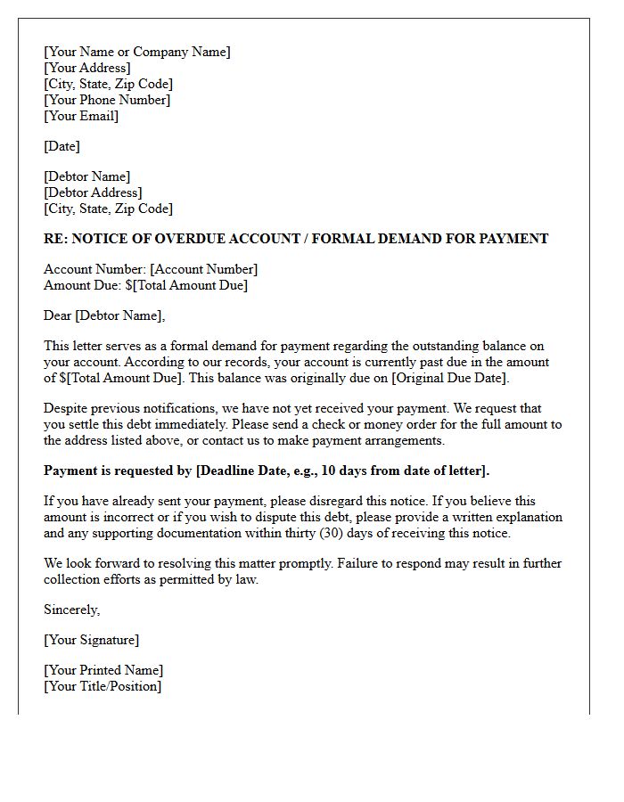 Consumer Debt Initial Demand Letter