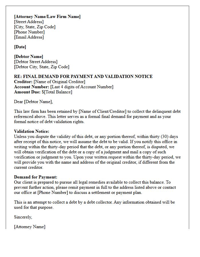 Attorney Final Demand And Validation Letter
