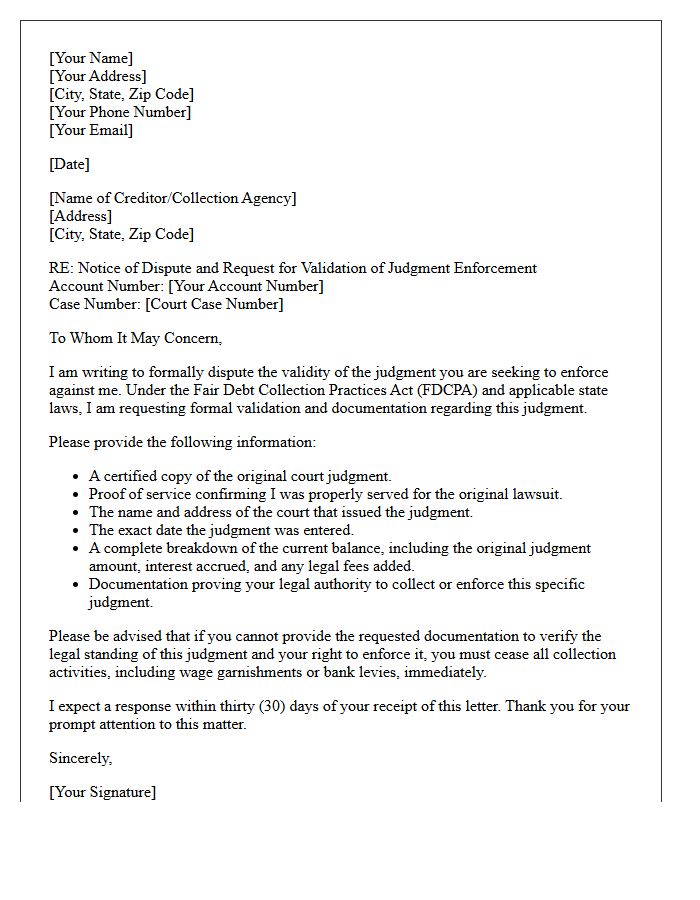 Post Judgment Enforcement Validation Letter