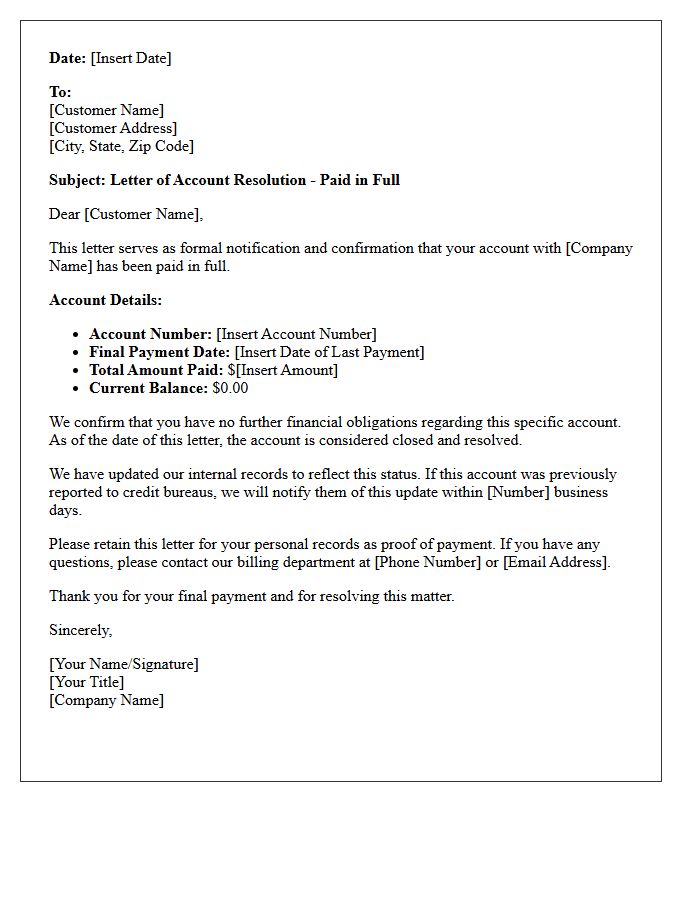 Account Paid In Full Resolution Letter