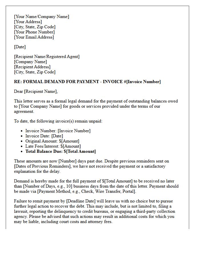 Unpaid Vendor Invoice Legal Demand Letter