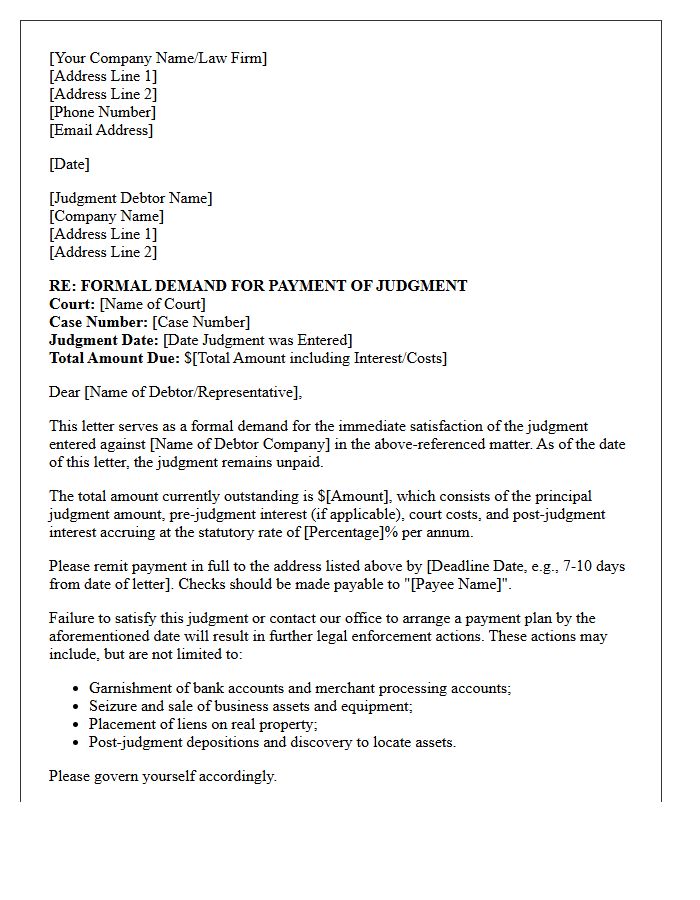 Post-Judgment Commercial Collection Letter