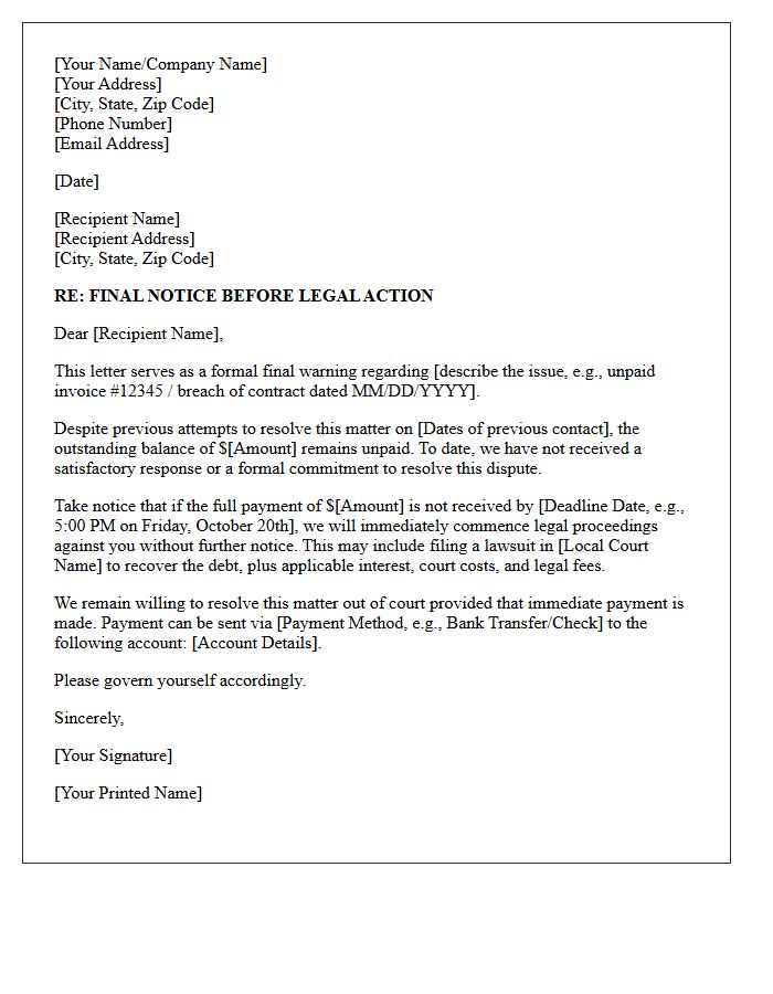 Final Pre-Suit Warning Letter