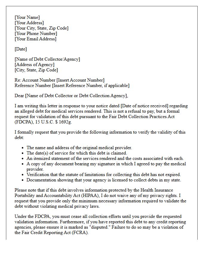 Debt Validation Response Letter for Medical Services Rendered