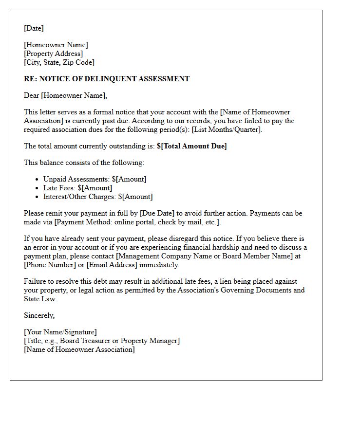 Initial Homeowner Association Dues Demand Letter