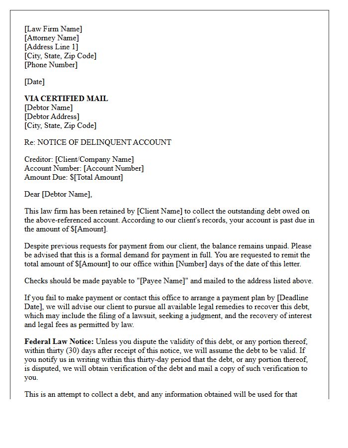 Attorney Drafted Debt Collection Letter
