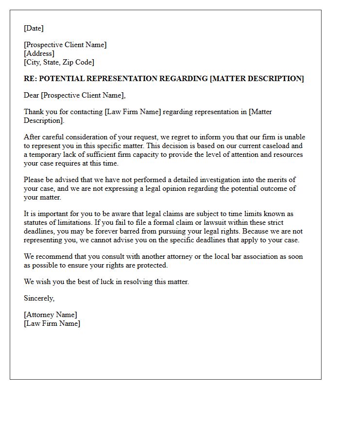 Insufficient Firm Capacity Matter-Specific Non-Engagement Letter