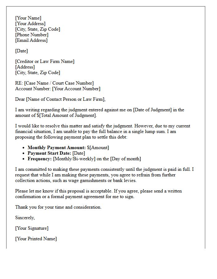 Post-Judgment Payment Plan Offer Letter