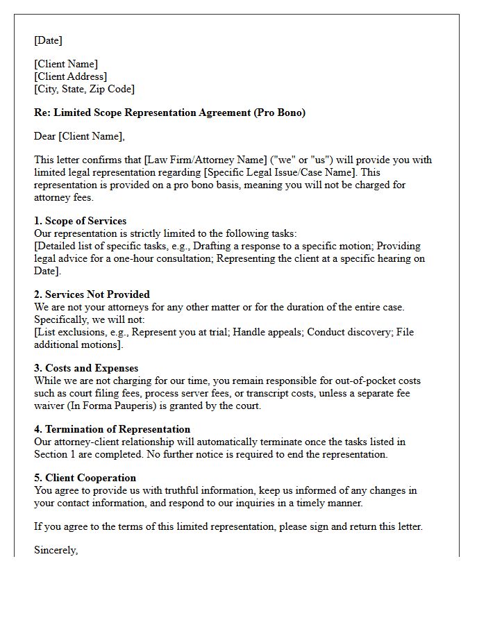 Limited Scope Pro Bono Engagement Letter