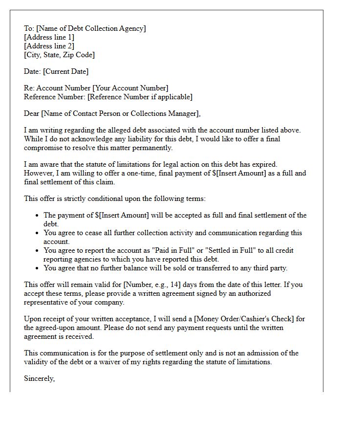 Final Compromise On Time-Barred Debt Offer Letter