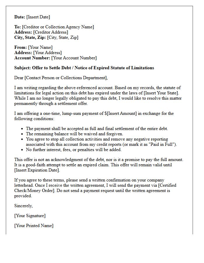 Expired Debt Amnesty And Settlement Offer Letter