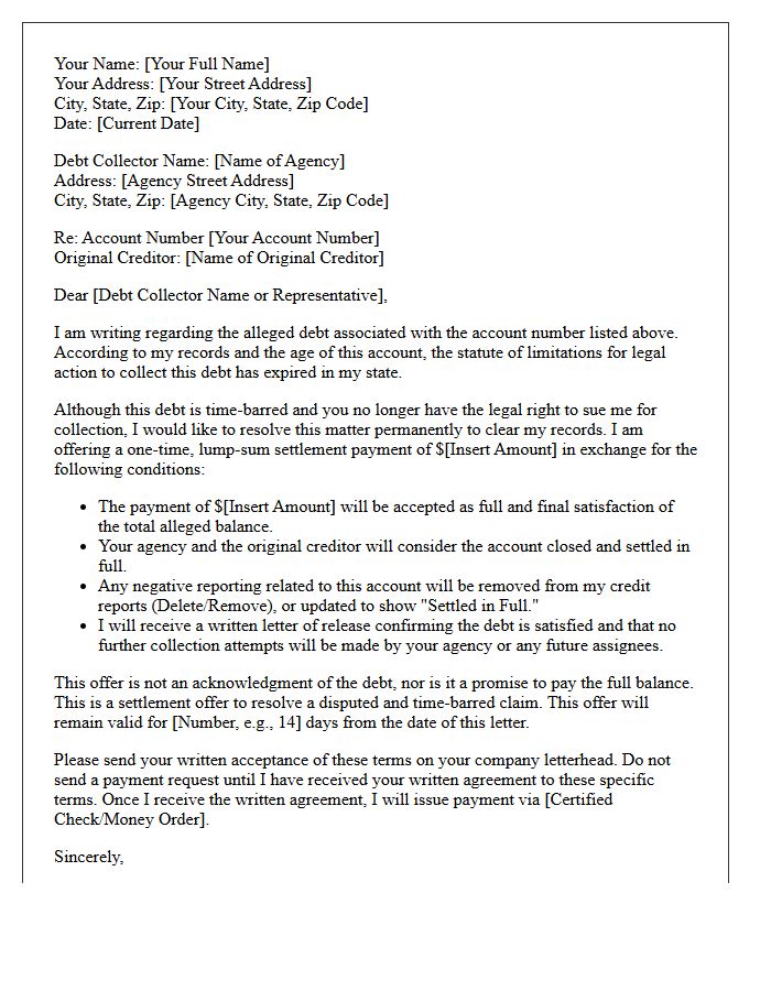 Time-Barred Collection Resolution Offer Letter