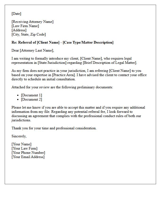 Client Introduction Out of State Jurisdiction Legal Referral Letter