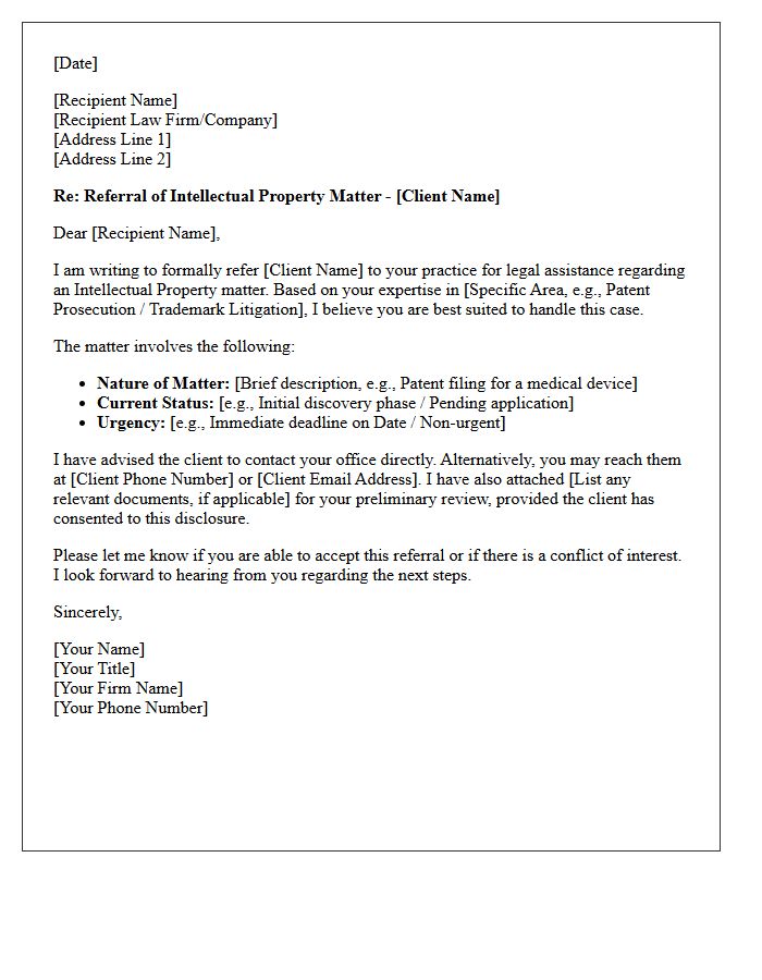 Intellectual Property Practice Referral Letter