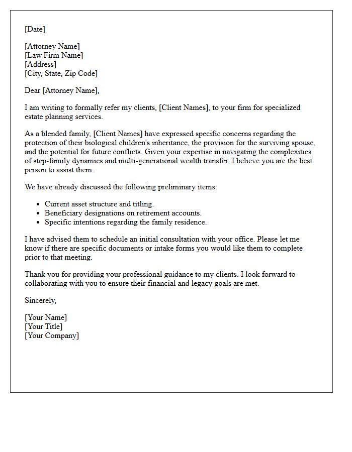 Blended Family Estate Planning Referral Letter