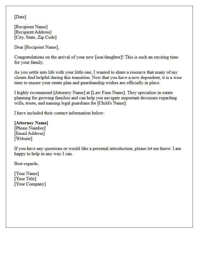 New Parent Estate Planning Referral Letter