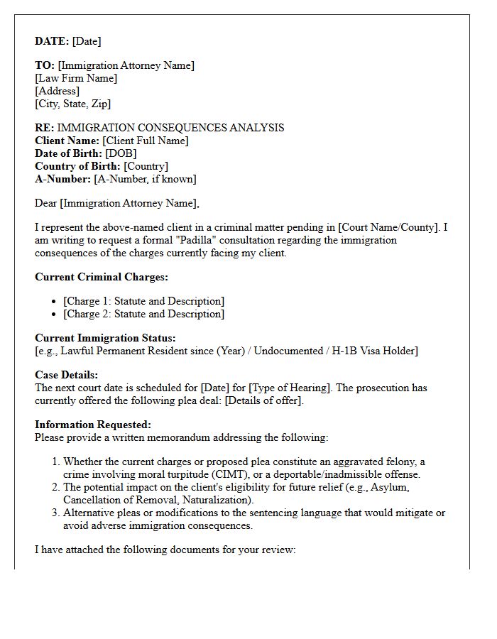 Criminal Defense to Immigration Counsel Referral Letter