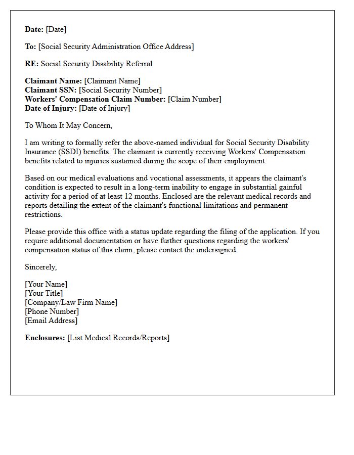 Workers Compensation to Social Security Disability Referral Letter