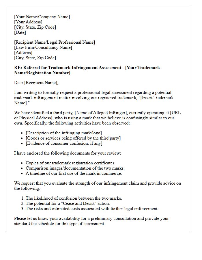 Trademark Infringement Assessment Referral Letter