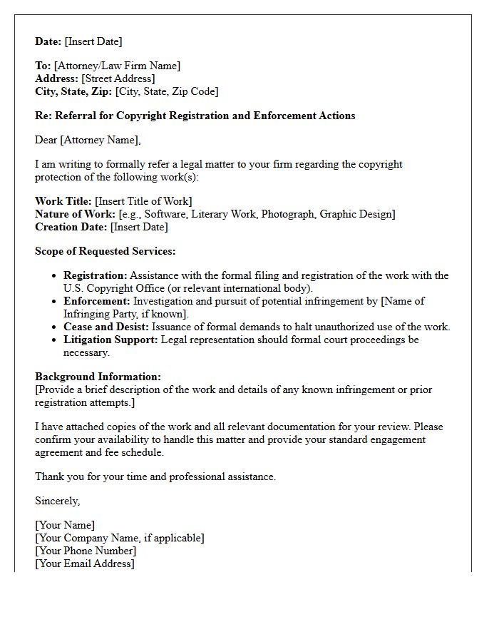Copyright Registration And Enforcement Referral Letter