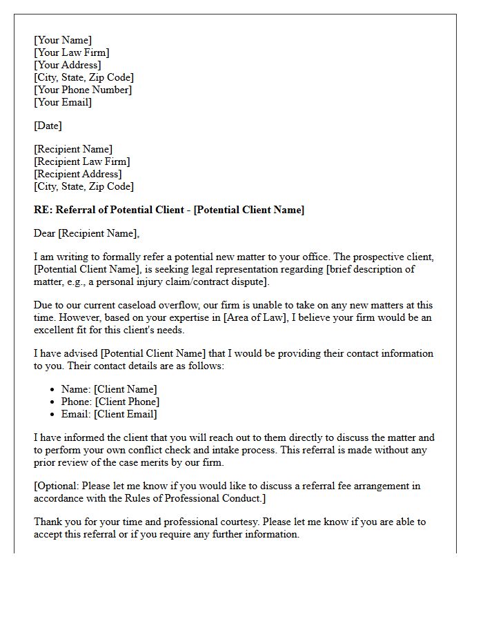 Outbound Attorney Referral Letter for Caseload Overflow