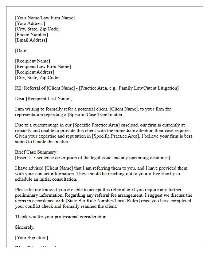 Practice Area Specific Caseload Overflow Referral Letter
