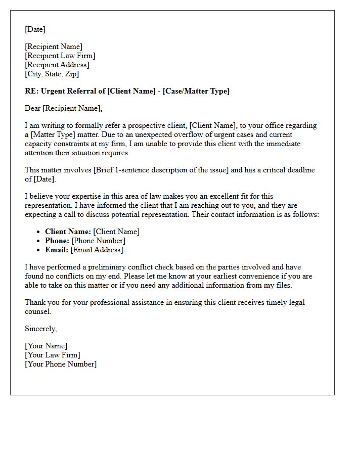 Urgent Client Matter Overflow Attorney Referral Letter