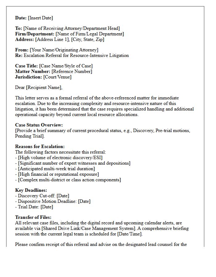 Resource-Intensive Litigation Escalation Referral Letter