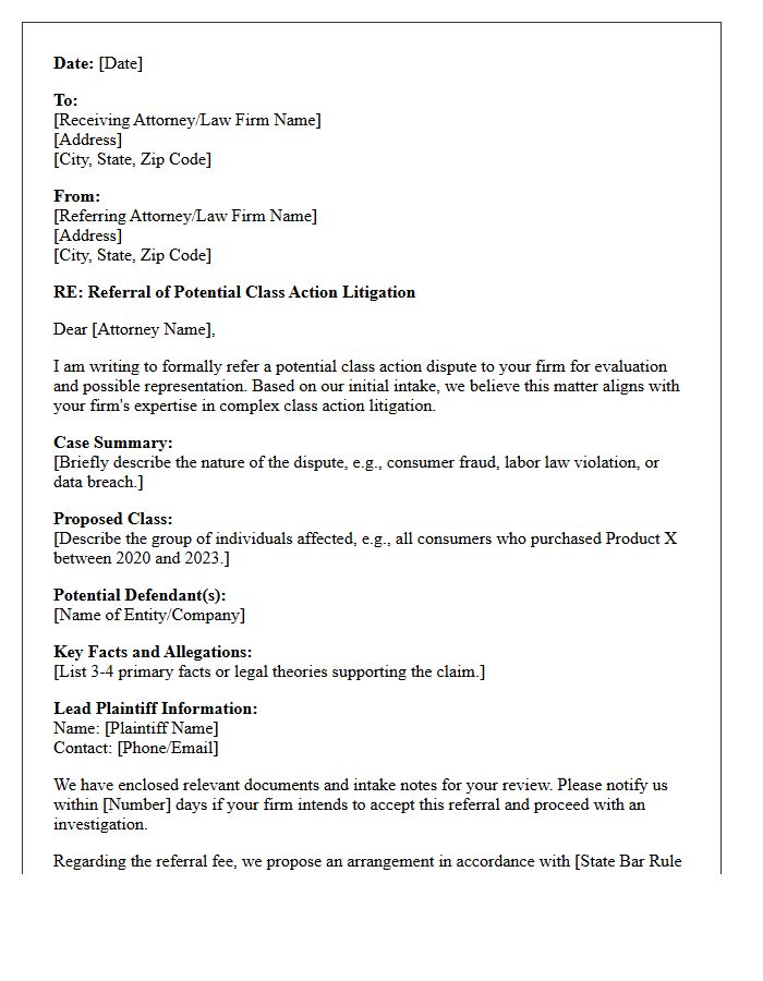 Class Action Dispute Litigation Referral Letter
