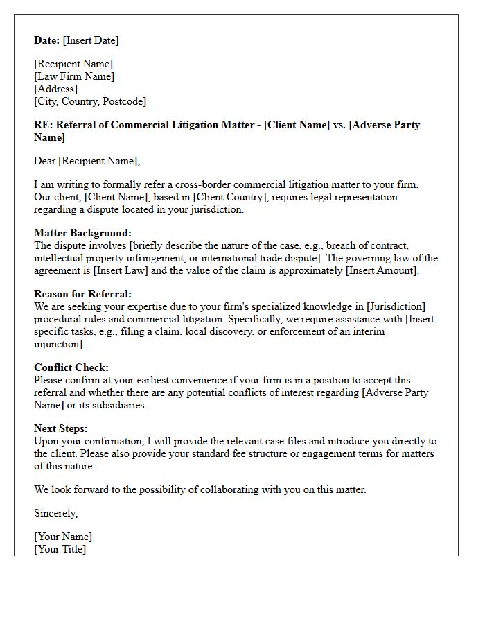 Cross-Border Commercial Litigation Referral Letter