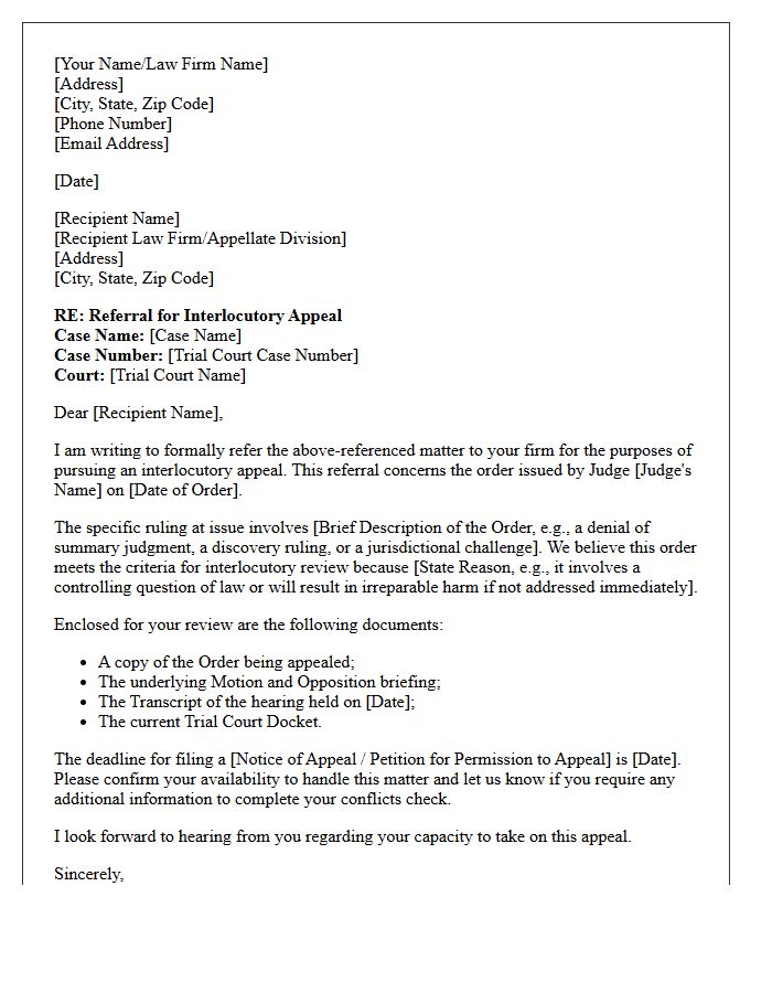 Interlocutory Appeal Referral Letter