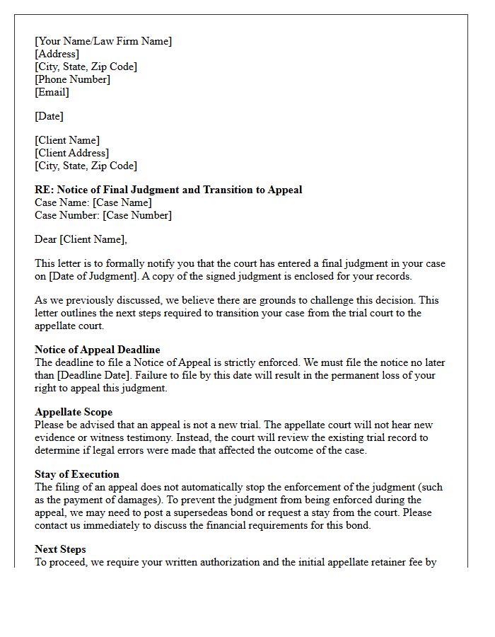 Final Judgment Appeal Transition Letter