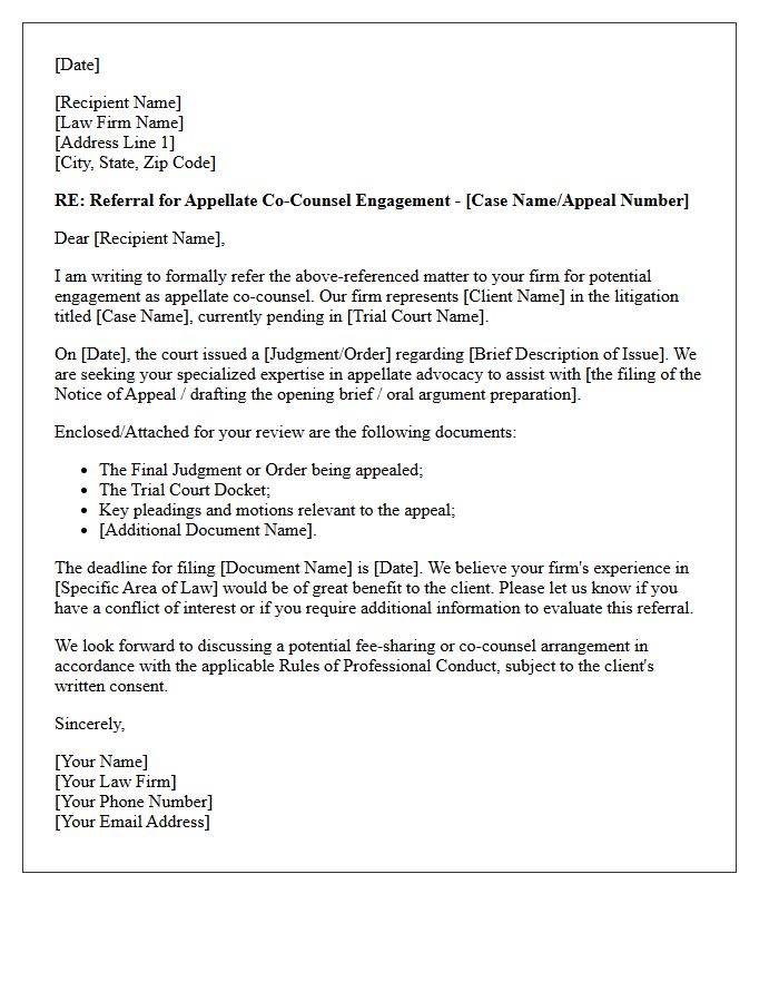 Appellate Co-Counsel Engagement Referral Letter