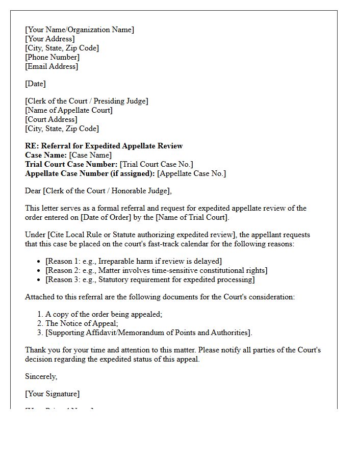 Expedited Appellate Review Referral Letter