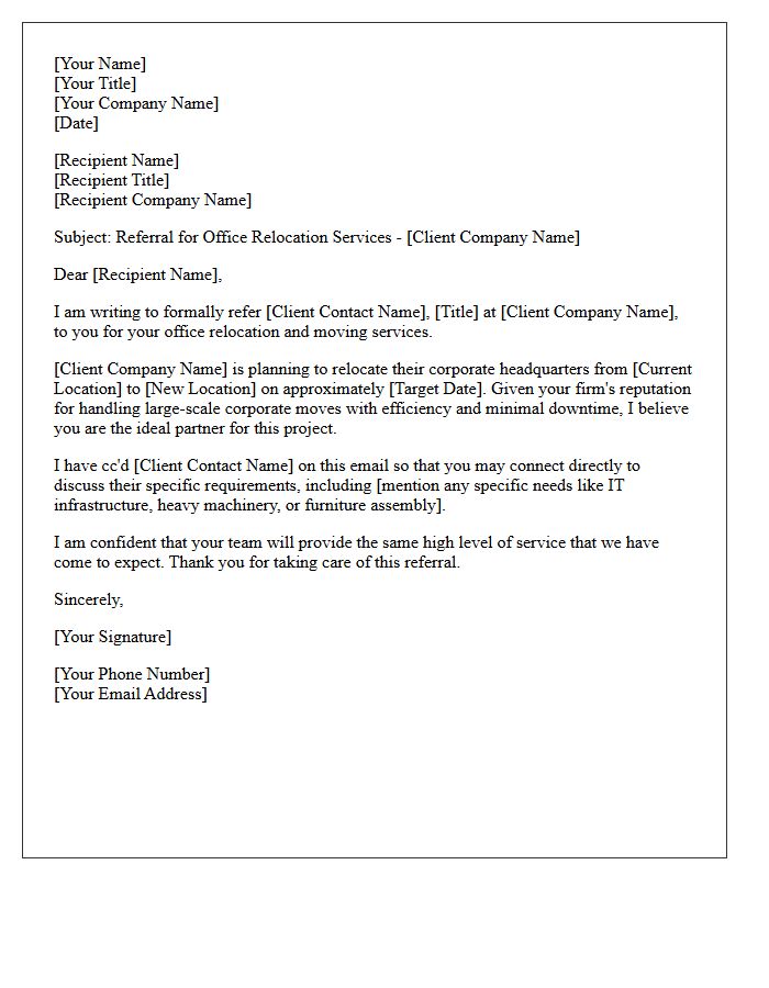 Corporate Client Office Relocation Referral Letter