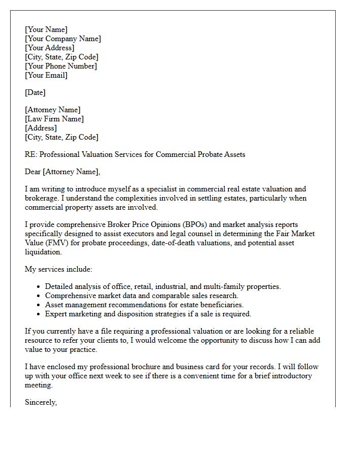 Probate Commercial Real Estate Valuation Referral Letter