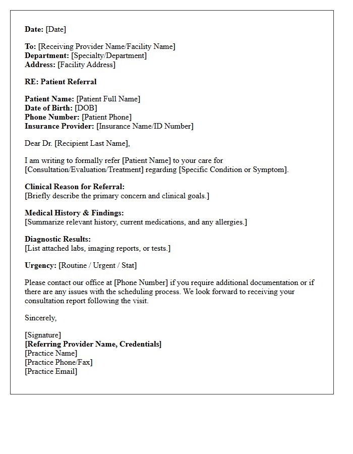 Medical Practice Healthcare Facility Referral Letter