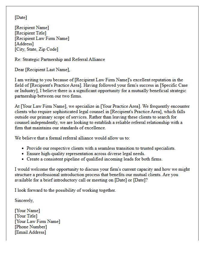 Strategic Law Firm Partnership Introduction Referral Letter