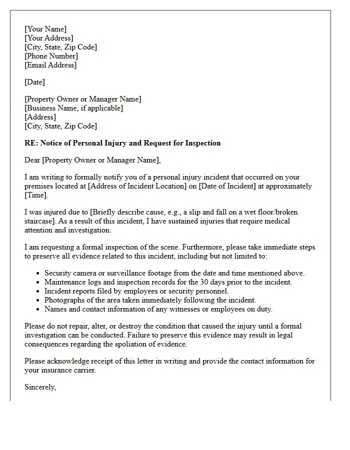 Personal Injury Scene Investigation Letter