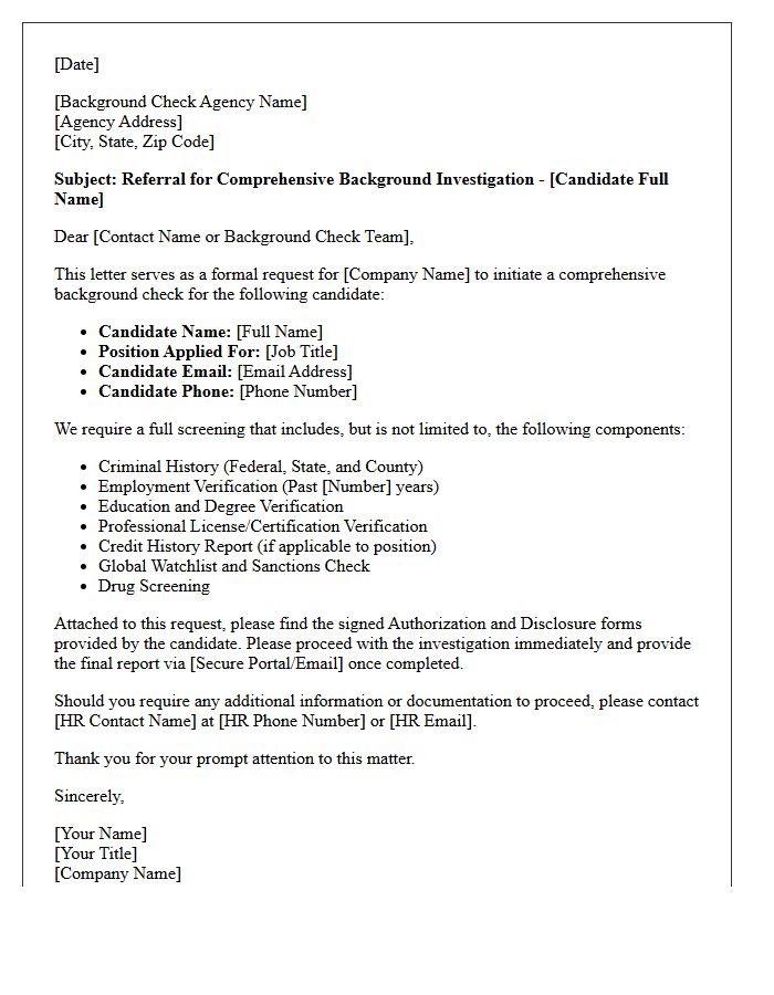 Comprehensive Background Check Referral Letter