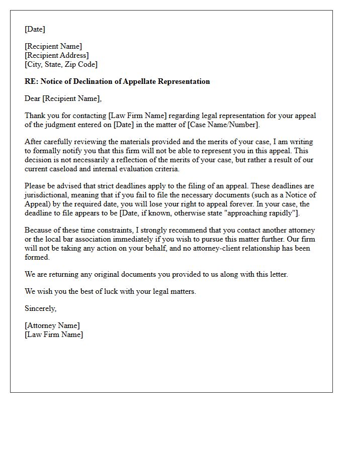 Appellate Representation Declination Letter