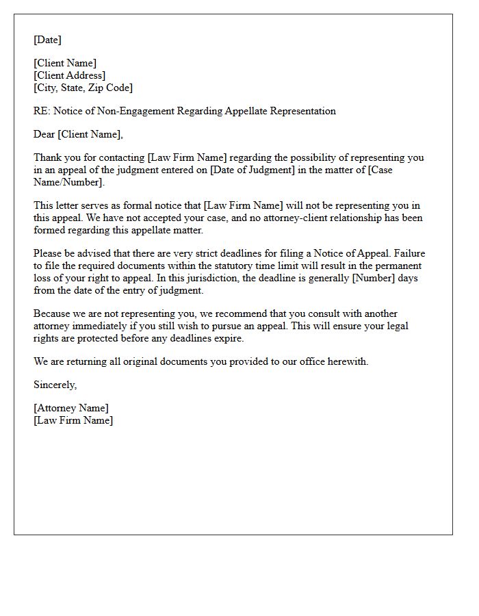 Notice of Appellate Non-Engagement Letter